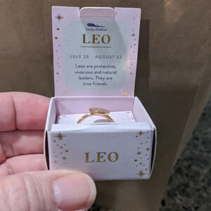 Signet Ring 14k gold dipped adjustable Zodiac Leo jewelry New